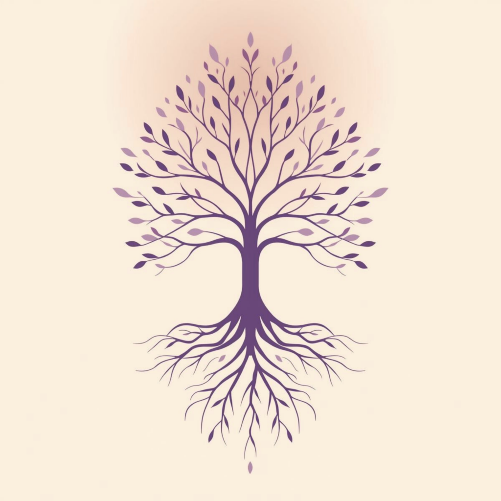 Building identity, connecting with ourselves, growing confidence. abstract image of tree and deep roots